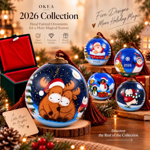 OKEA Hand Painted Glass Christmas Ornament Moose 3.15 inch 2026 Holiday Decor