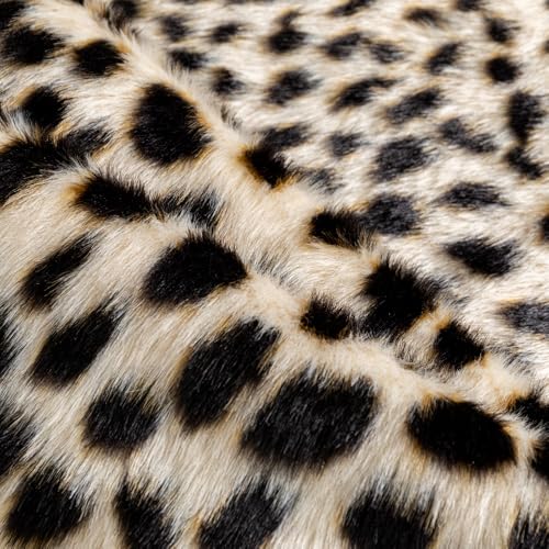 Leopard Print Faux Fur Cowhide Area Rug 63x78.7in for Home & Living Room