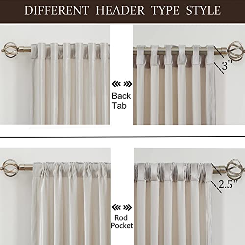 Cream Ivory Velvet Blackout Curtains 52"W x 84"L Set of 2 for Bedroom & Living Room