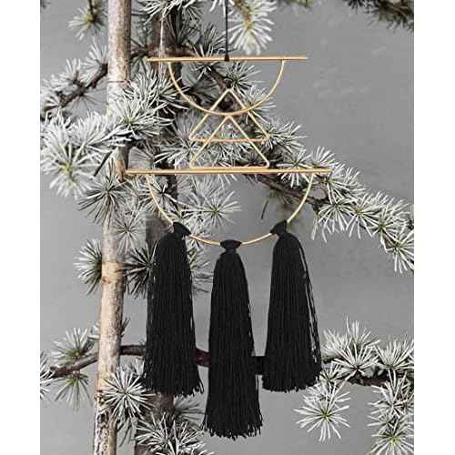 IOWER Boho Wall Decor Black Macrame Wall Hanging Metal Art Cute Home Small Decor for Livingroom Bedroom12 H