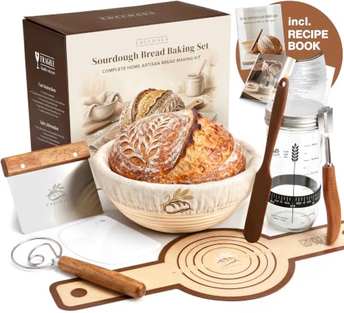 Round Sourdough Starter Kit with Banneton Proofing Basket - Complete Baking Set