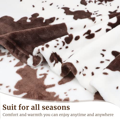 Cow Print Blanket Soft Flannel Cozy Cute Warm Plush Lightweight Throw Blanket for Couch Sofa Bed All-Season Cow Fleece Throws for Adults Kids Boys Teens Gifts 50"x60"