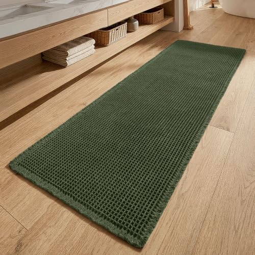 MIULEE Christmas Waffle Bath Mat Runner 17x48 Hunter Green