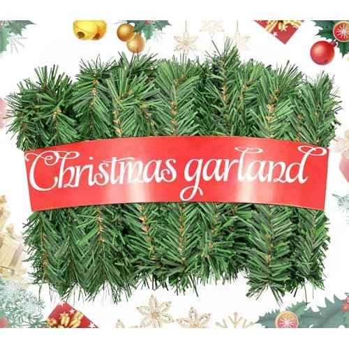 Christmas Garland, Artificial Christmas Garland Imdoor or Outdoor Use Non-Lit Greenery Garland
