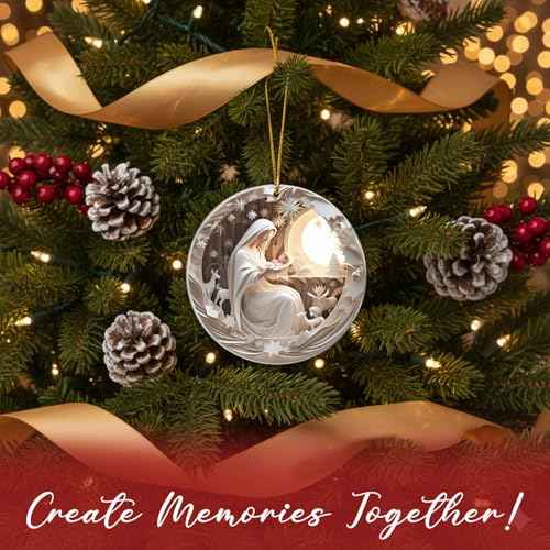 Christmas Ornament 2025, Religious Christmas Ornament, Nativity Xmas Tree Decorations, Friendship Elephant Ornament, White Elephant Gifts for Adults, Religious Gifts for Women