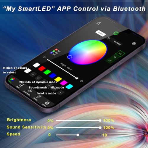Mini Fiber Optic Starry Sky Kit 500pcs 0.03in 9.8ft Twinkle Light for Car Home with APP & Remote