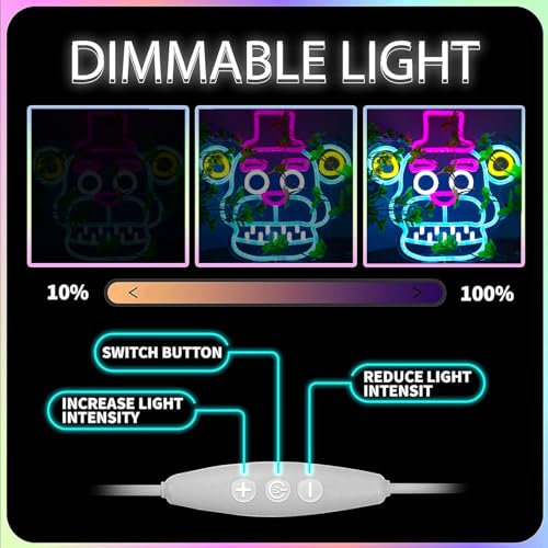 Neon Sign Wall Decor - Fnaf Frendy LED Neon Lights for Kids Room, Party, Birthday, Christmas Gift - Bear001 Variation
