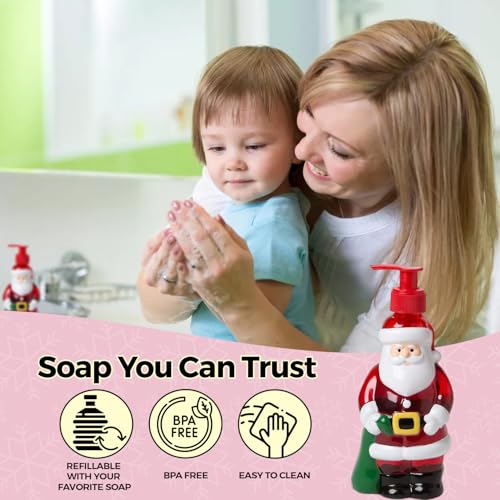 Simple Pleasures Santa Claus Holiday Soap Dispenser with Scented Liquid Soap - Decorative Hand Pump Refillable Soap Dispensers for Kitchen and Bathroom Sinks