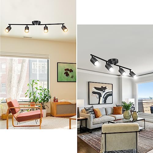 BoostArea 4-Light Black LED Track Lighting Kit, Rotatable Ceiling Spotlights