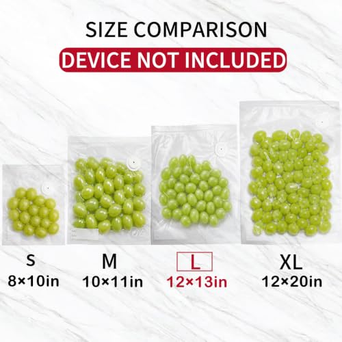 Large Vacuum Sealer Bags 12x13 in - 30 Pack BPA-Free Reusable Food Storage with 2 Bonus Clips - Compatible with Chef Preserve