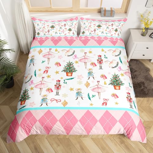 Feelyou Christmas Twin Bedding Set for Kids - Pink Nutcracker 3D Print