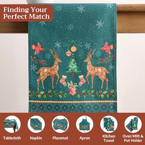 Maison d' Hermine Hygge Christmas Double Layer Cotton Table Runner 14.5" x 108"