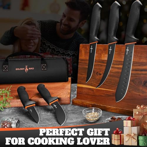 Golden Bird Butcher Knife Set - Non-slip Skinning with Roll Bag
