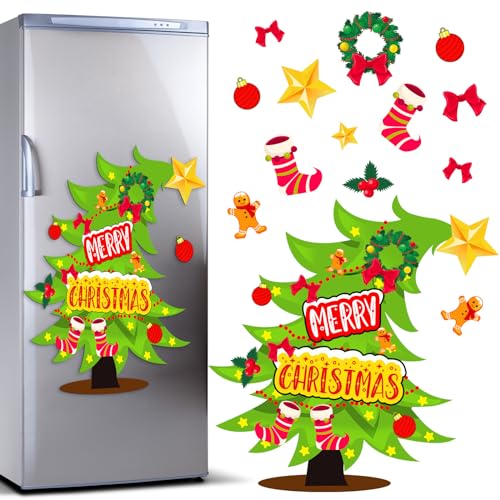 TOODOO Cute Christmas Refrigerator Magnets DIY Xmas Tree Stickers Holiday Decor