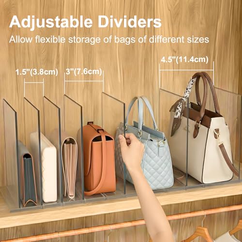 SortNStore Adjustable Clear Bag & Purse Organizer with 3 Bases & 11 Dividers