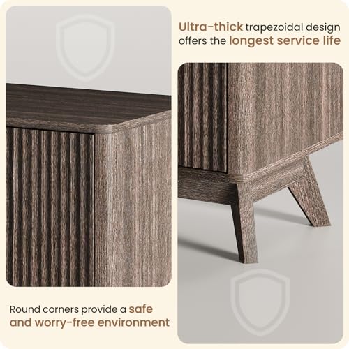 Modern Walnut Fluted Sideboard Buffet Cabinet - 29 Inch Variation