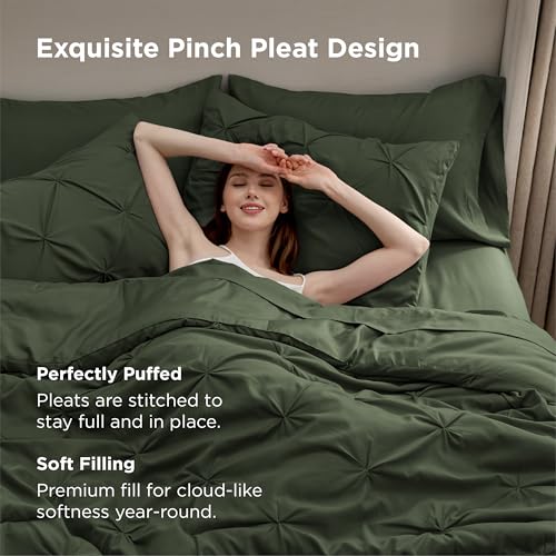 Bedsure 7-Piece California King Comforter Set & Sheets - Olive Green Bedding, Variation 02