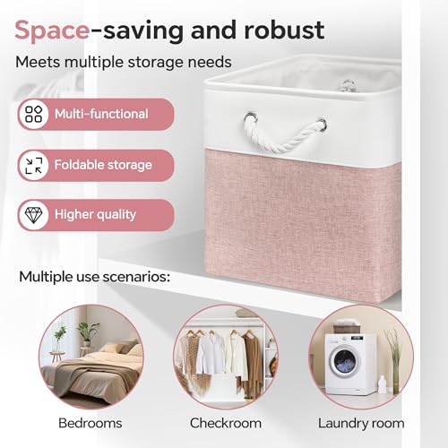 ECDYQXVU 13x13x13 Inch Foldable Storage Cube Bins - White & Pink 6 Pack