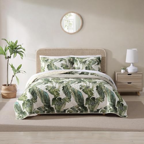 Tommy Bahama King Quilt Set with Shams - Lightweight Cotton Bedding