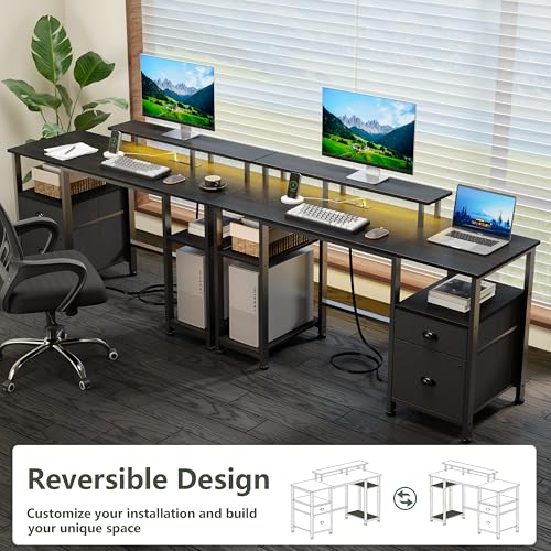 Furologee 51" Gaming Desk with Outlets & LED, Computer Office Desk,