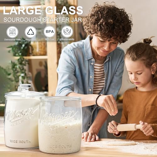 Dwbligt 1 Gallon Glass Cookie Jar with Airtight Lid & Wide Mouth - Food Storage