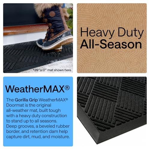 WeatherMax Door Mat - Indoor Outdoor Use, 35x23 Black Diamond - Heavy Duty, Weatherproof, Dirt & Moisture Capture