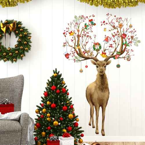 Christmas Wall Stickers Decoration Set Plaid Xmas Tree Wall Murals Floor D?cor Living Room Children Nursery School Restaurant Cafe Hotel Home Office D?cor Christmas 3