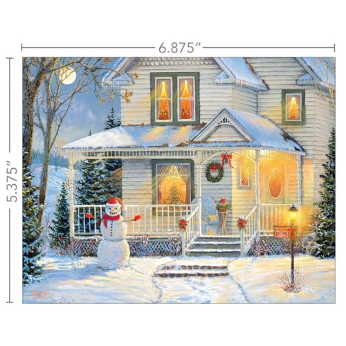 Frosty Evening Forest of Cheer Christmas Cards Set with Envelopes (18 Cards)