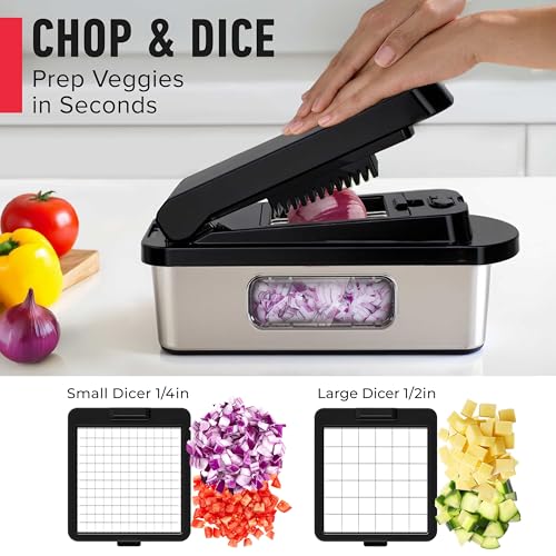 8 Blade Stainless Steel Vegetable Chopper - Pro-Series 10-in-1 Kitchen Gadget