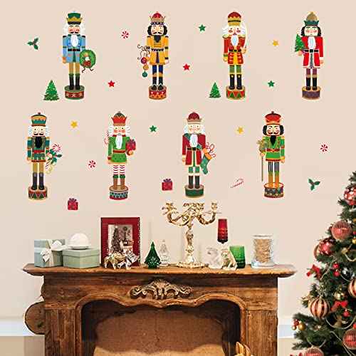 wondever Christmas Nutcrackers Wall Stickers Nutcrackers Soldier Peel and Stick Wall Art Decals for 2023 New Year Window Showcase Kids Bedroom