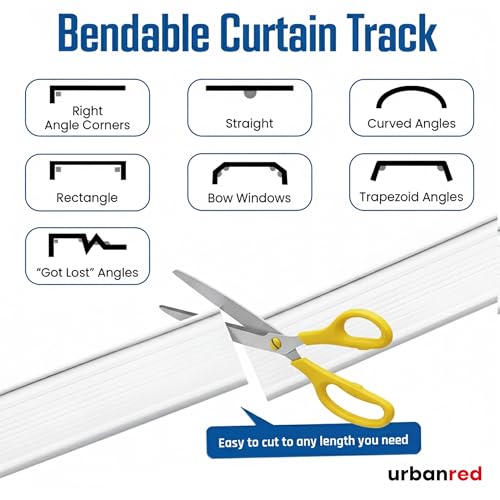 UrbanRed 3m White Flexible Ceiling Curtain Track Kit - Easy Install
