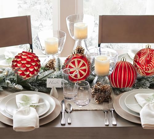 Hollyone 4.7in Red & Gold Shatterproof Christmas Ornaments - 4Pcs Round Gold Variation