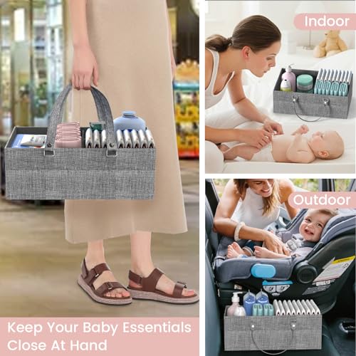 LIDTOP 2-in-1 Baby Diaper Caddy & 3-Tier Rolling Organizer Cart - Black