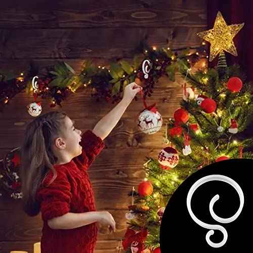 Banister Clips for Garland Christmas Light Clips Banister Stocking Hangers Garland Hooks for Railing Fence Deck Lights Christmas Decorations, Translucent White (16 Pack)