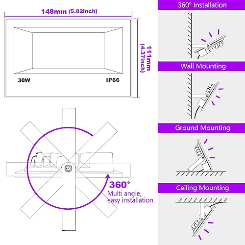 MELPO 30W LED Black Light Flood Light Outdoor for Glow Party, Neon & UV Effects - Variation 4