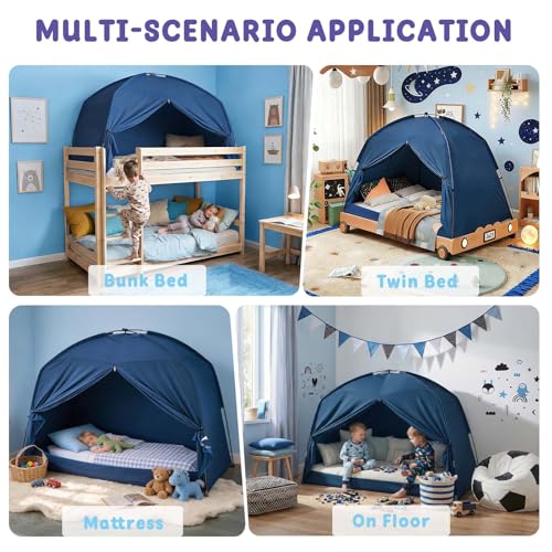 Twin Bed Tent for Kids - Blue Indoor Canopy Privacy Tent for Sleep & Relaxation