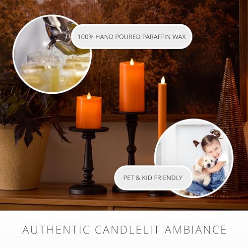 Luminara 3 x 6.5 Inch Russet Orange Flickering Flameless LED Candle with Timer