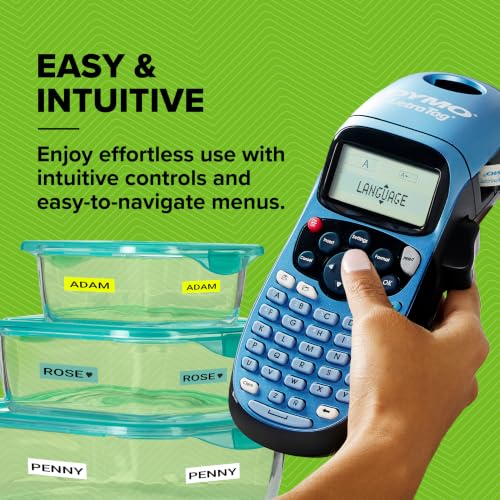 DYMO Label Maker Machine with 3 Tapes - Silver Handheld Label Printer for Home & Office Organization