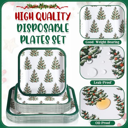 Layhit 80 Pcs Christmas Paper Plates 7 in 9 Xmas Disposable Square