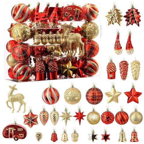 Christmas Decorations Set 103pcs Shatterproof Plastic Ornaments with Gnome Balls for Xmas Tree