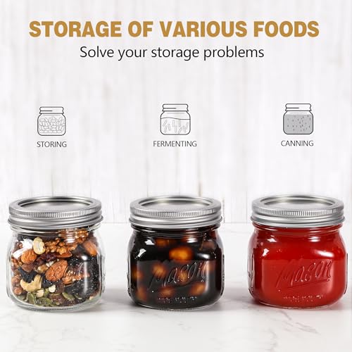 Ieavier 12 Pack 16oz Wide Mouth Mason Jars with Airtight Lids & Bands