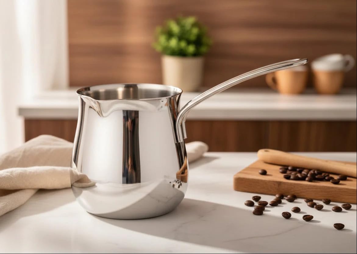 Cuisinox Stainless Steel Turkish Cezve Coffee Pot, 12 Oz