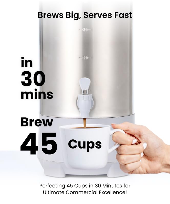 45-Cup Coffee Urn - Grey 6L Commercial Stainless Steel Coffee Maker
