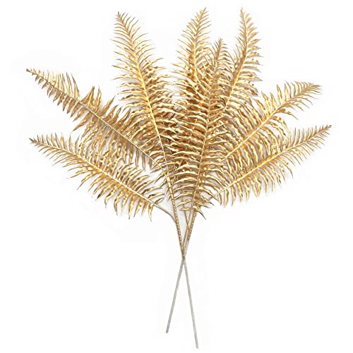 PASYOU Gold Boston Grass Faux Plants - 30 Inch 2 Bunches for Indoor Outdoor Decor