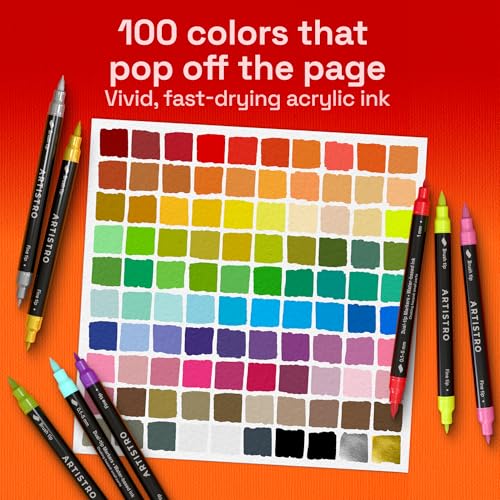ARTISTRO 100 Acrylic Dual-Tip Glass Marker Pens for Wine Glasses – Premium Art Set
