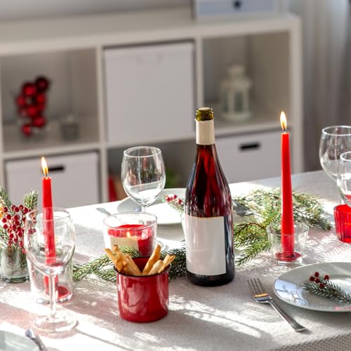 BERYSCEN Red Unscented Taper Candles 10 Inches - Pack of 4 for Christmas & Home Decor
