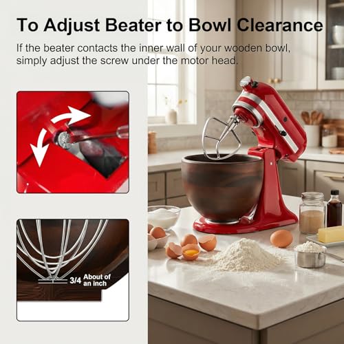 Wooden Mixing Bowl for KitchenAid 4.5-5 Qt Tilt-Head Stand Mixer - Acacia