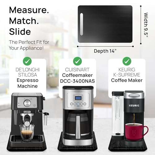 Ibyx Appliance Slider, Sliding Tray for Coffee Maker, 9.5x14 in, Black