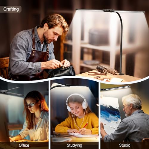 Syrinx LED Desk Lamp Black - 18W Dual Head Architect Light with Touchless Control