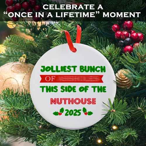 Jolliest Bunch This Side of The Nuthouse Ornament 3 Inch, Funny Xmas Vacation Ornament, Xmas Vacation Christmas Ornament, Jolliest Bunchs Xmas Vacation Decor, Christmas Gag Gift Tree Decor